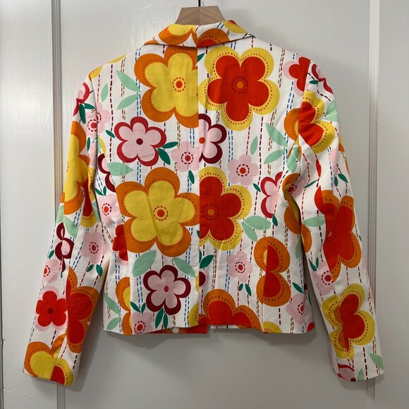 Harve Benard Vintage Retro Floral Blazer Jacket Orange Yellow Pink - Women's 6 P - Picture 2 of 10